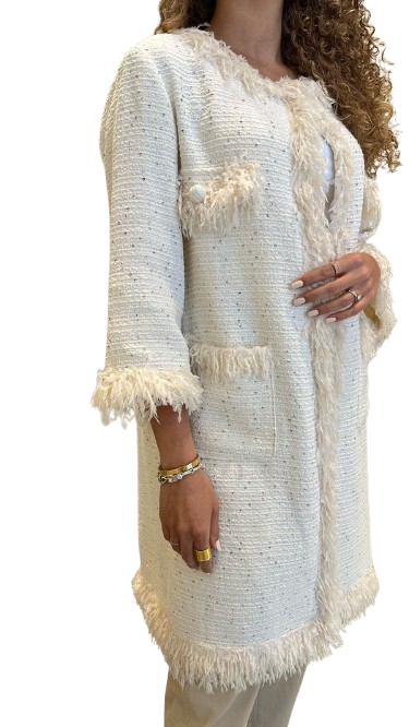 Knitted Feather Long Coat - 4SB/TD5/G751
