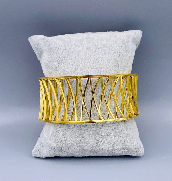 Geometric Double Wide Open Cuff Bracelet - BPU969