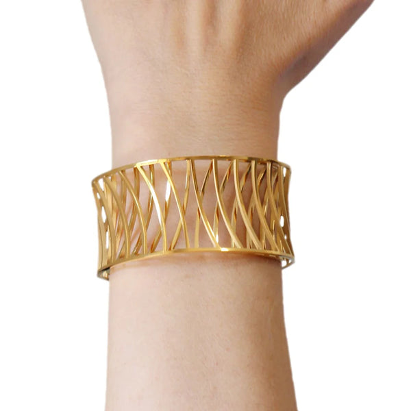 Geometric Double Wide Open Cuff Bracelet - BPU969