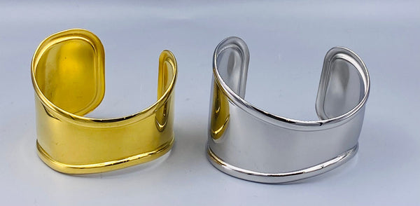 Geometric Wide Organic Bone Open Cuff Bracelet - BPU981