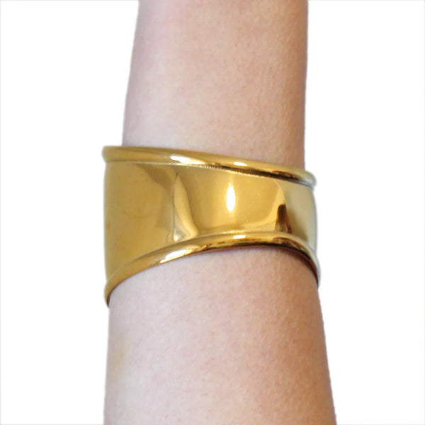Geometric Wide Organic Bone Open Cuff Bracelet - BPU981
