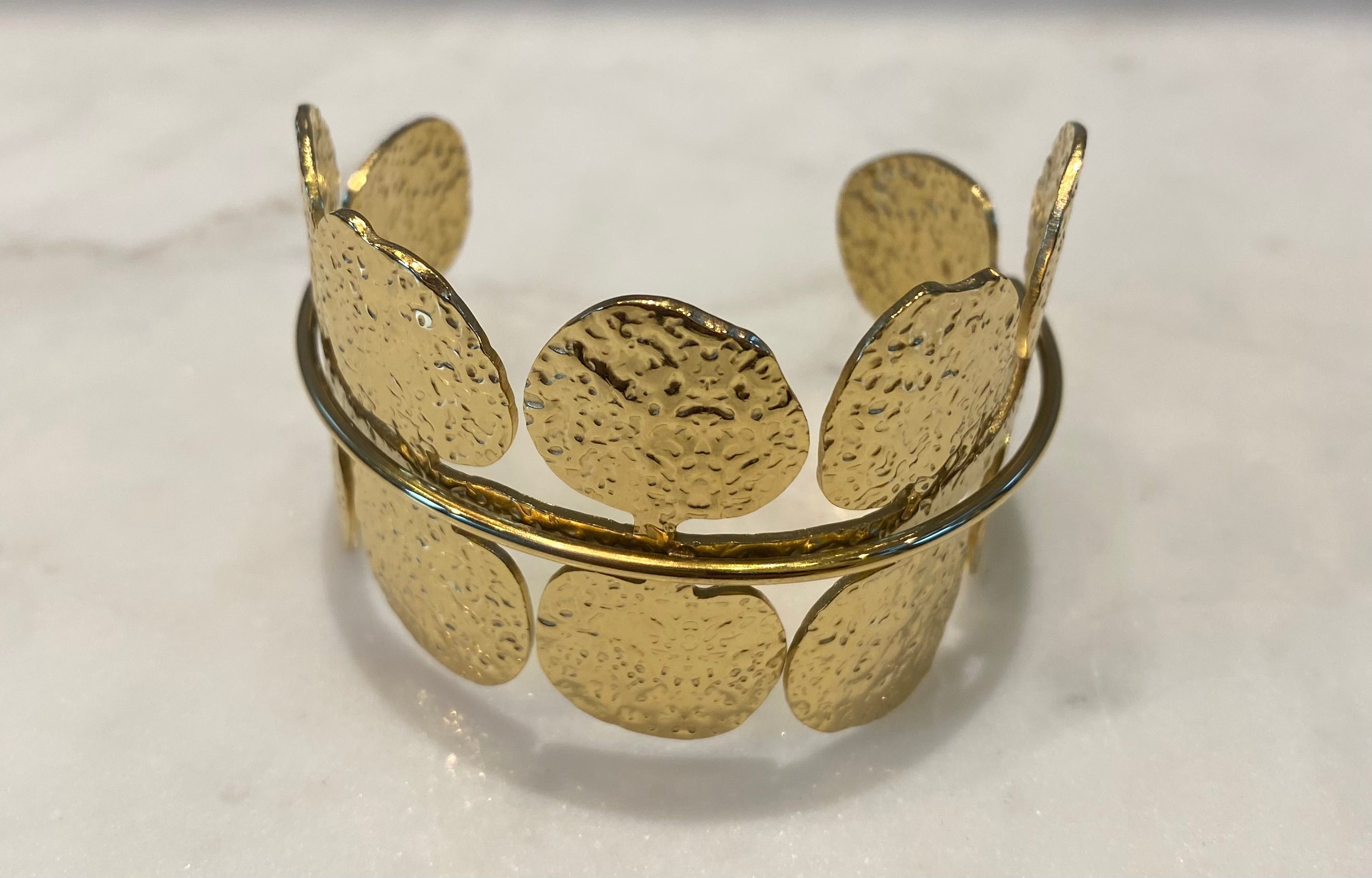 BRA2125049 Hammered Coin Cuff Bracelet - Brown Loft