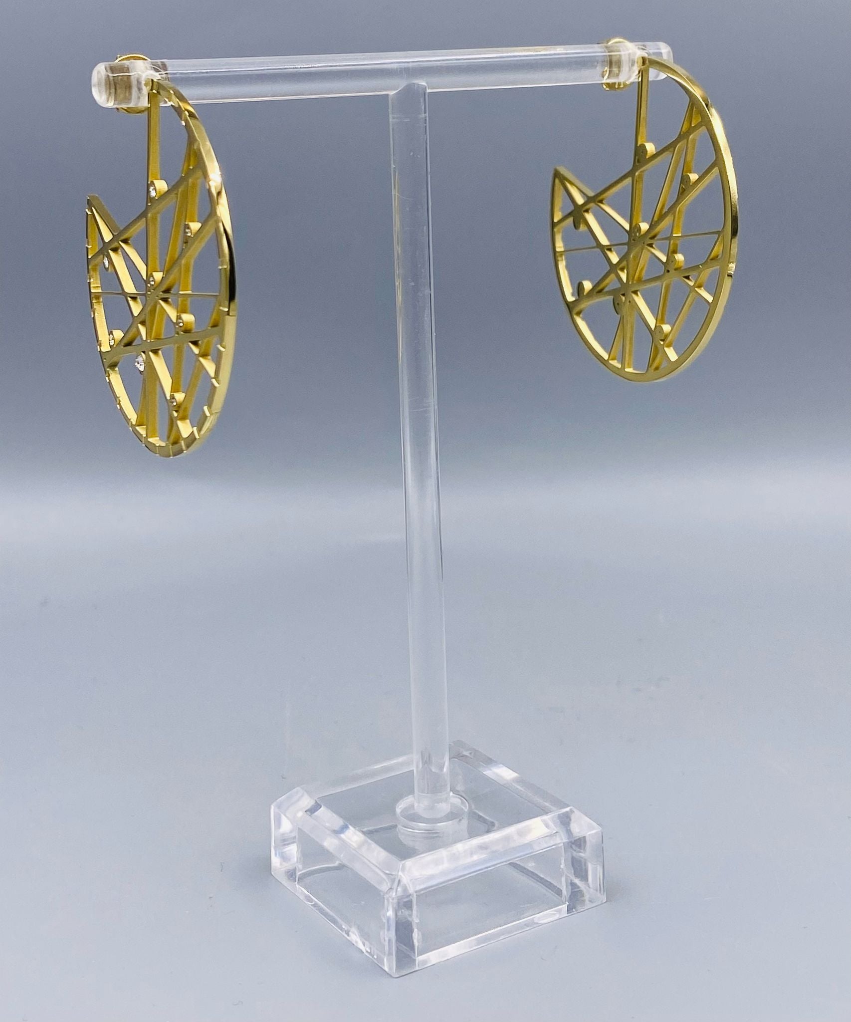 CPE679 Hoop Inset Earrings with Zircon Stones