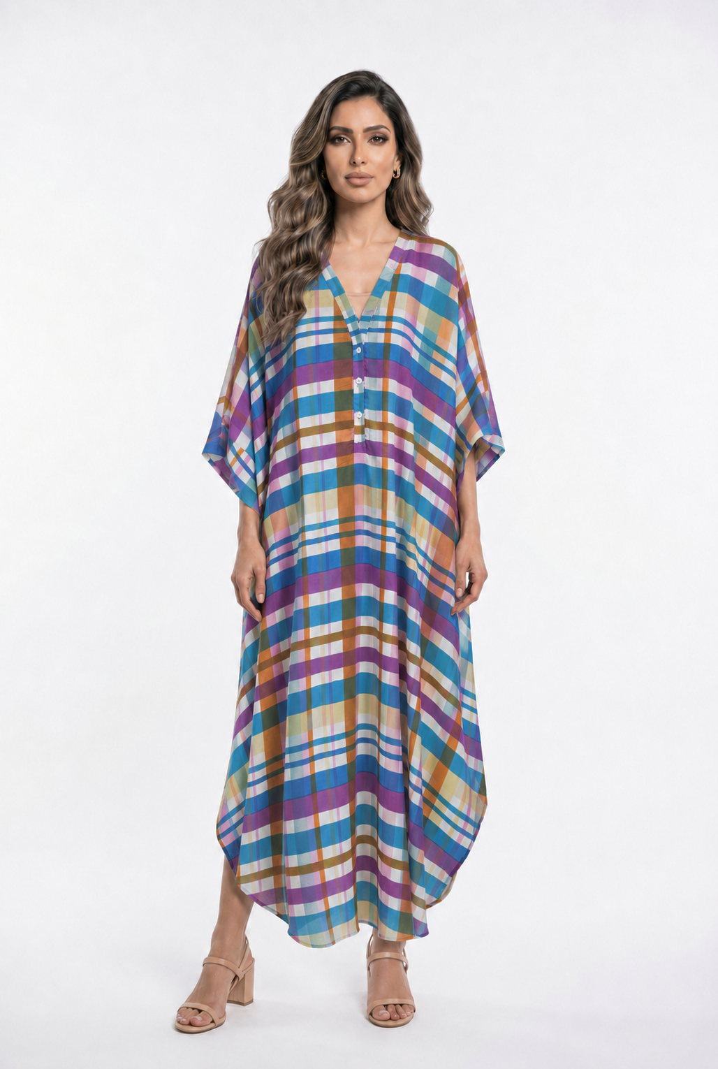 67955-0421 Multicolored Plaid Print Tunic Dress
