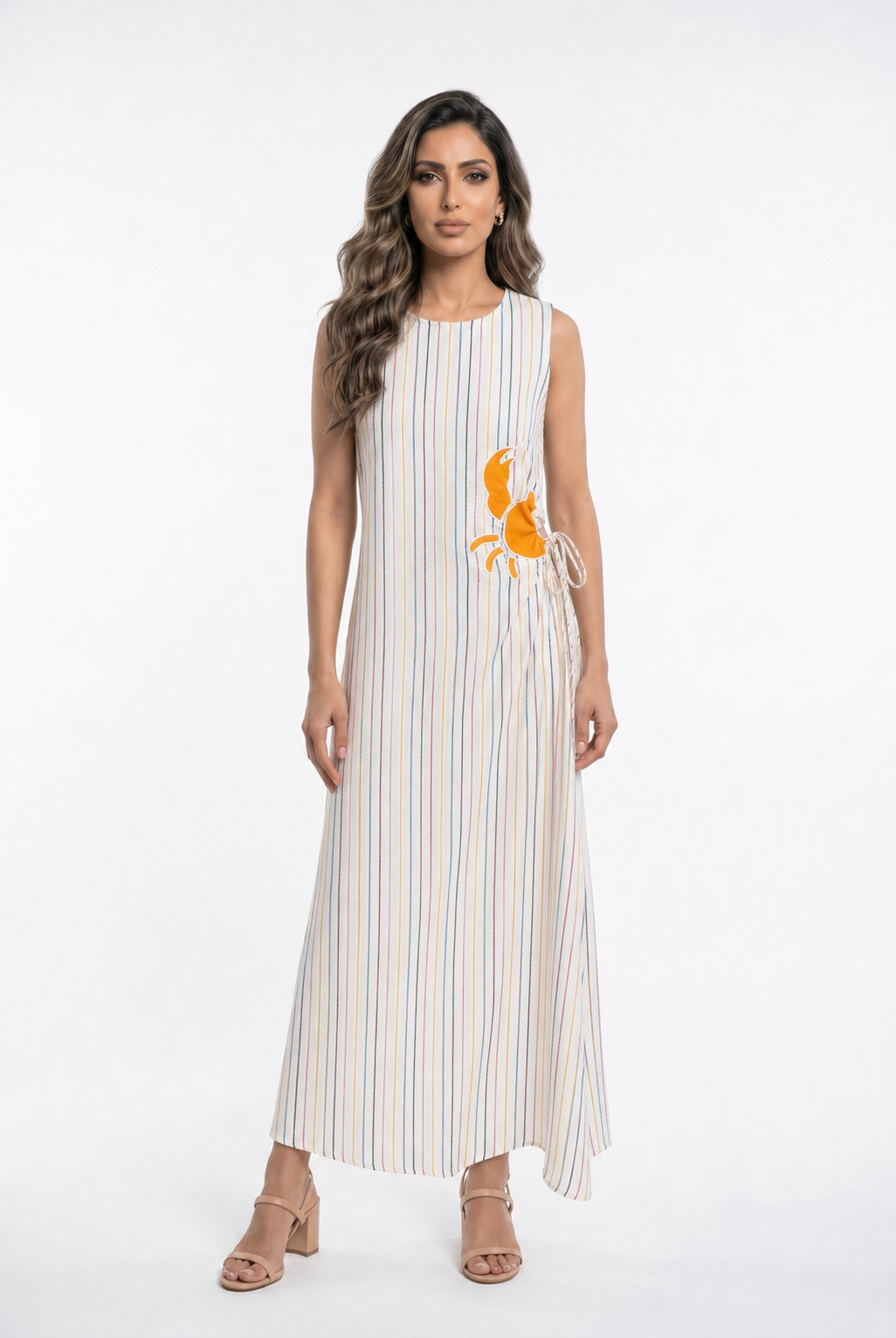 Solara Island Sleeveless Stripes Cotton Maxi Dress