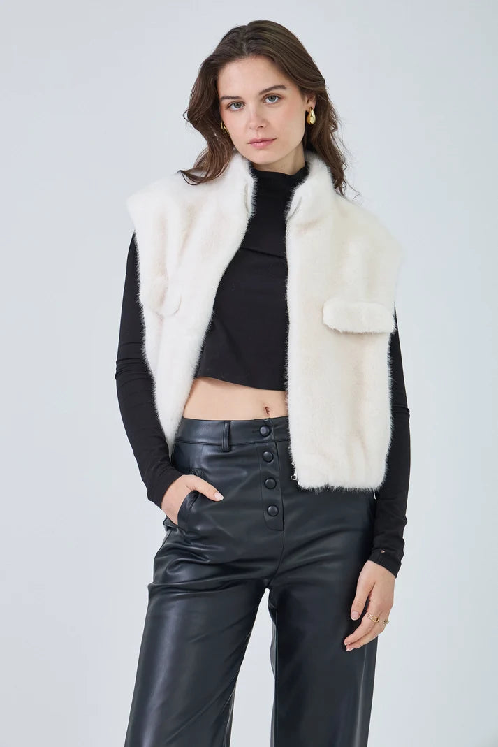Gaby Plain Faux Fur Vest