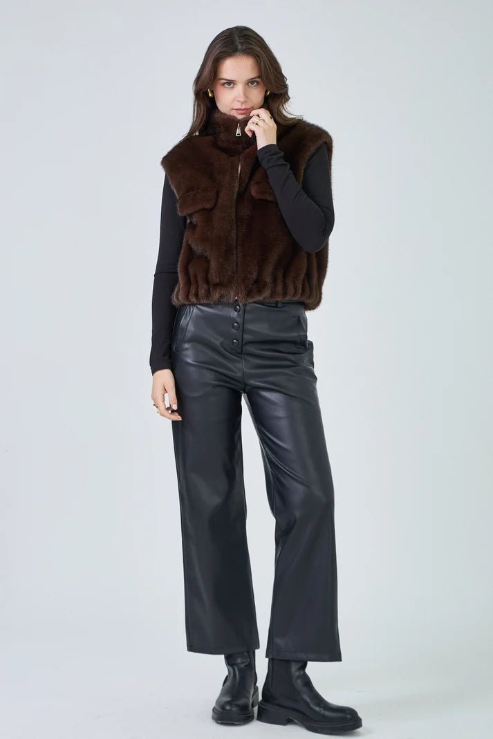 Gaby Plain Faux Fur Vest