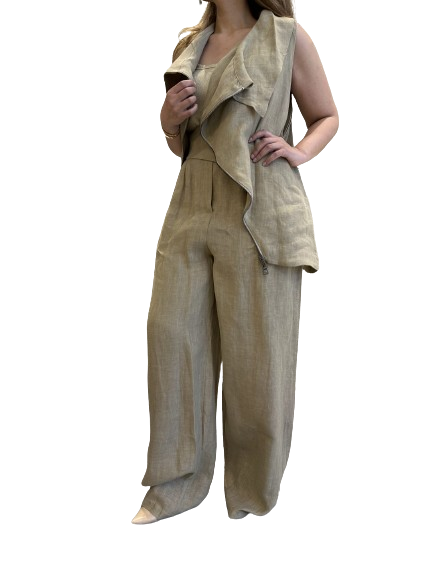 Wide Leg Linen Pants - 24Y235072