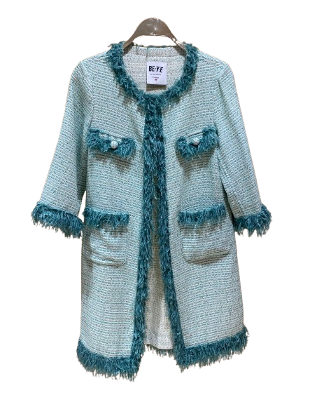 Knitted Feather Long Coat - 4SB/TD5/G751 - Brown Loft
