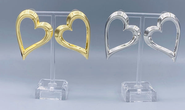 Rustic Big Heart Earrings - KP093