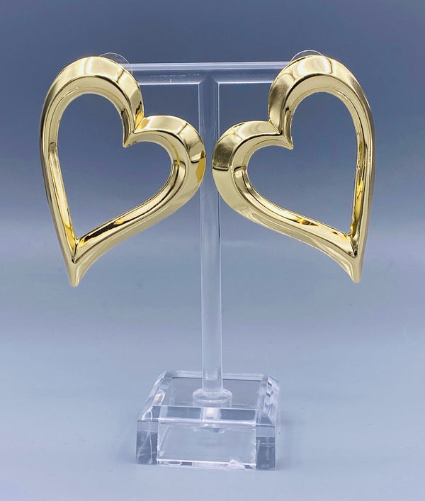 Rustic Big Heart Earrings - KP093
