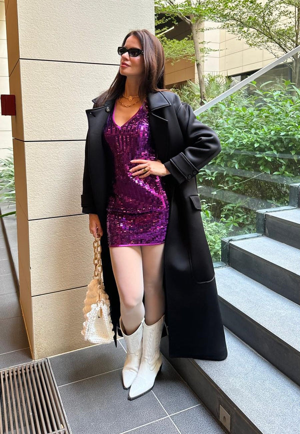 E3AB156 Sequins Mini Dress فستان قصير بالترتر
