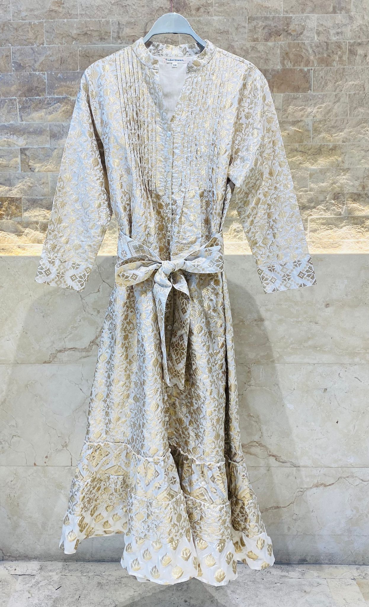 Flower Embossed Dress - 122 - Brown Loft