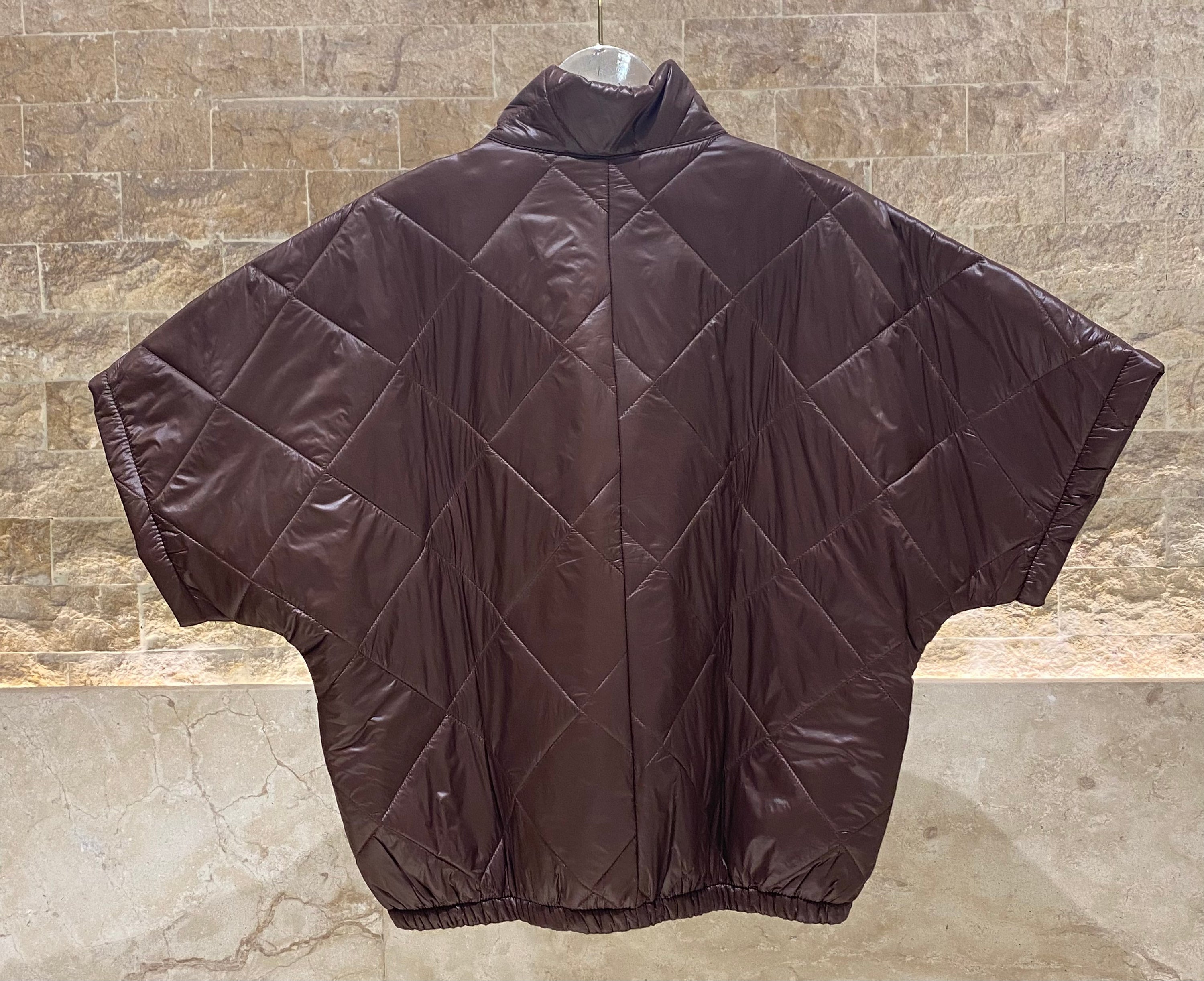 MJ85030 Zip-Up High Neck Quilted Jacket - Brown Loft