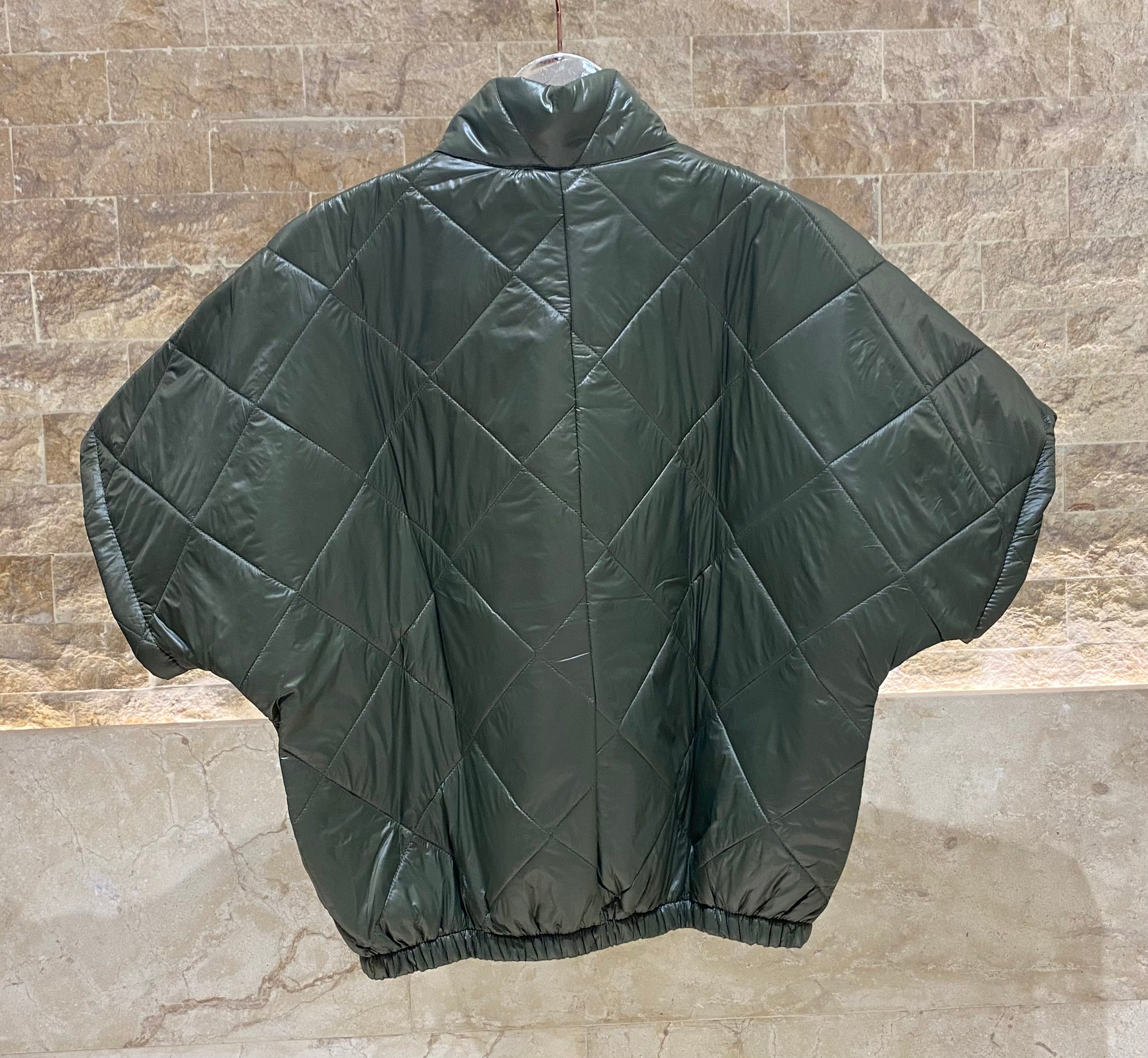 MJ85030 Zip-Up High Neck Quilted Jacket - Brown Loft