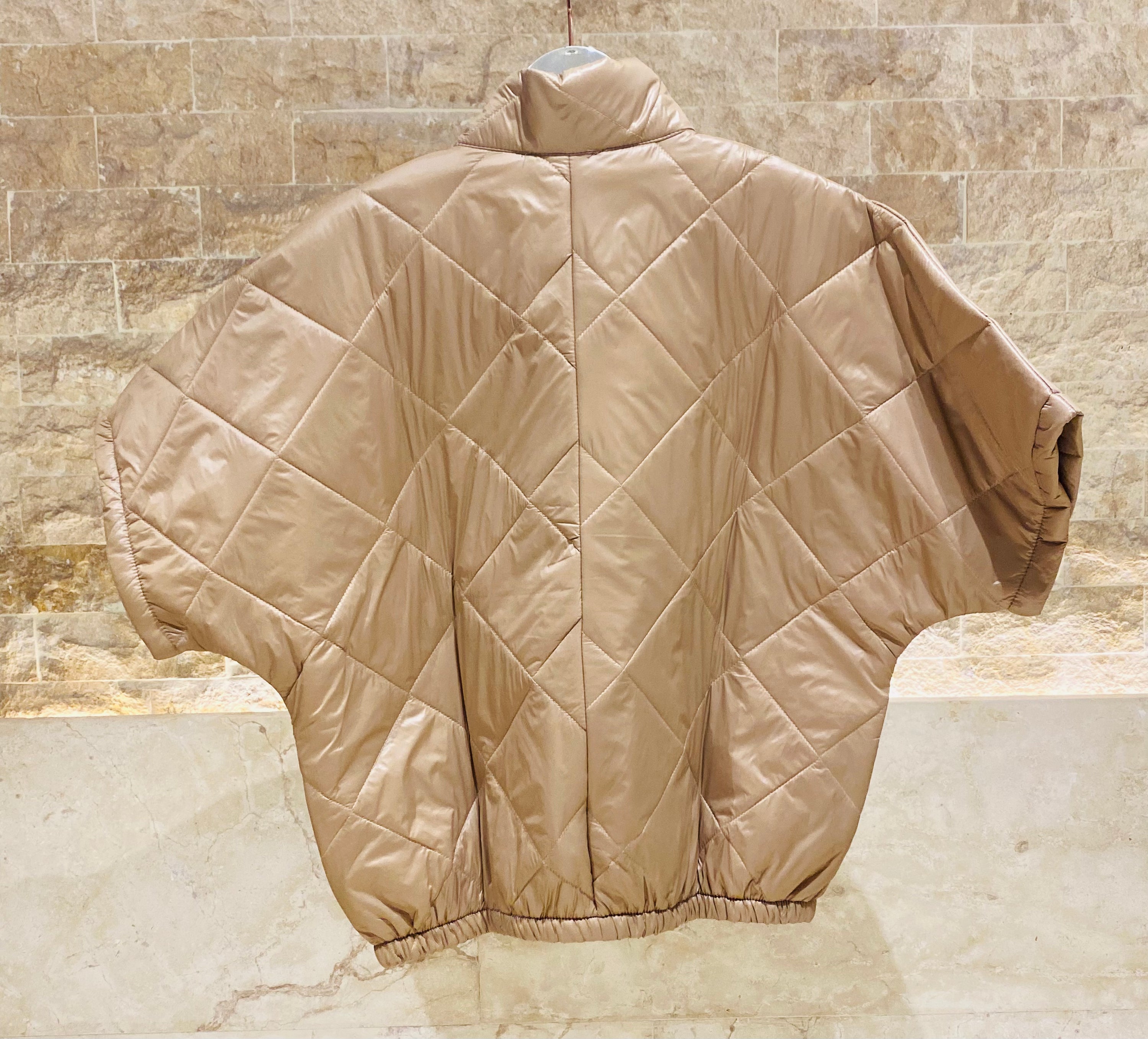 MJ85030 Zip-Up High Neck Quilted Jacket - Brown Loft