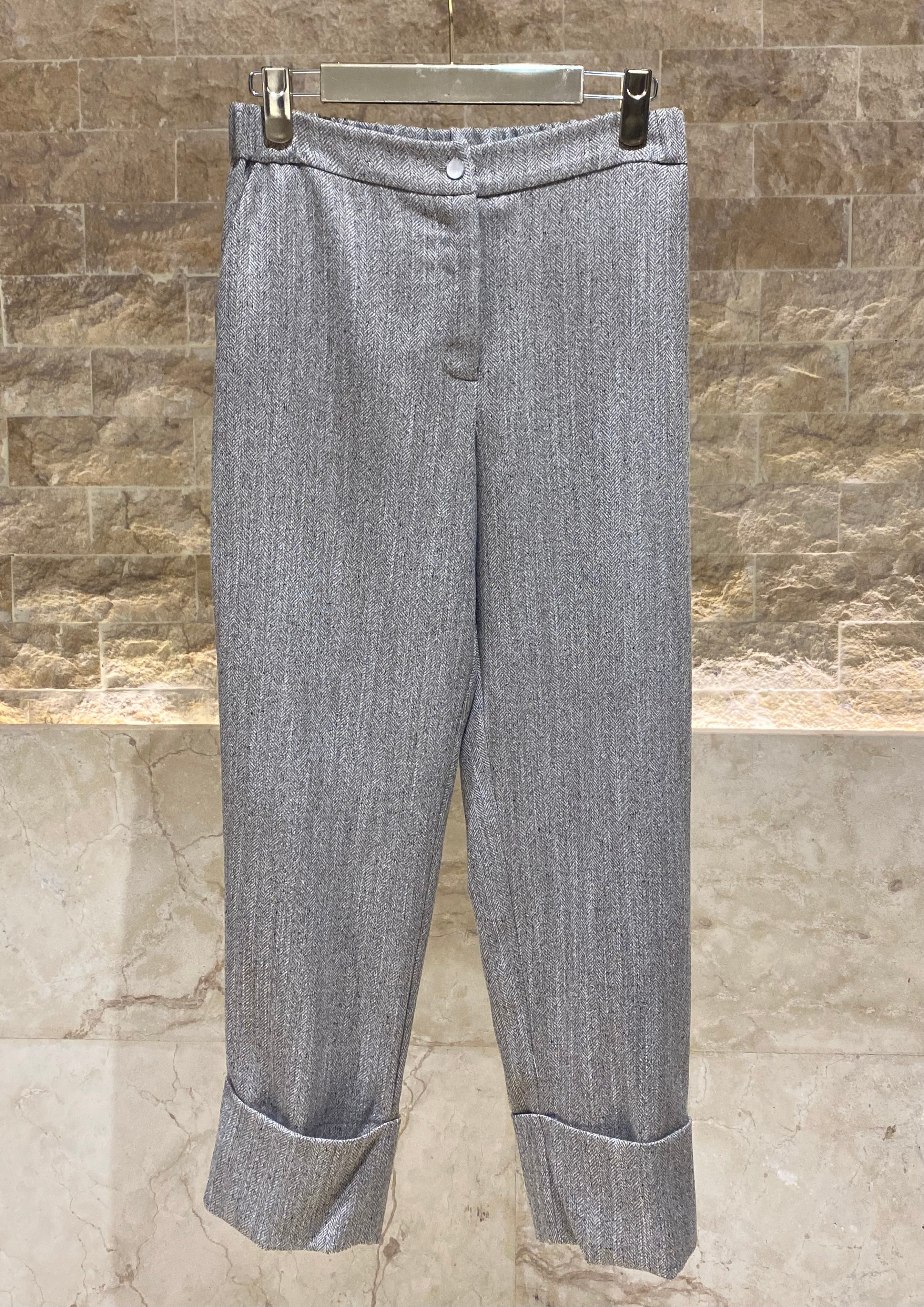 54-1016/5017 Herringbone Weave Jacket And Pants - Brown Loft