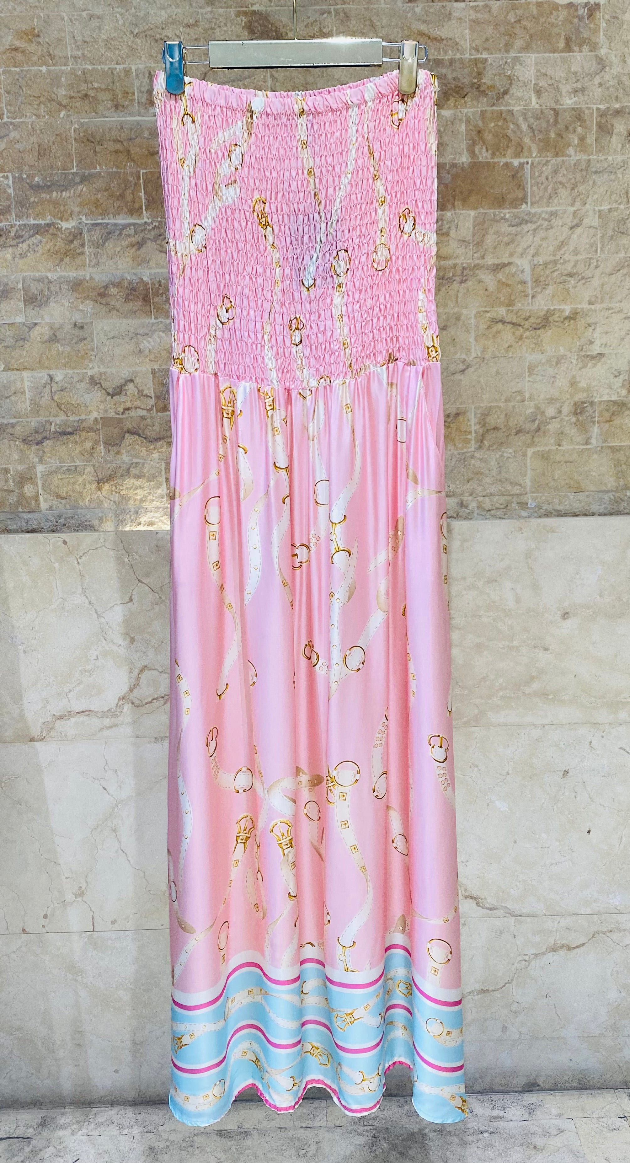 Strapless Tube Smocked Satin Dress KD9668VS-1