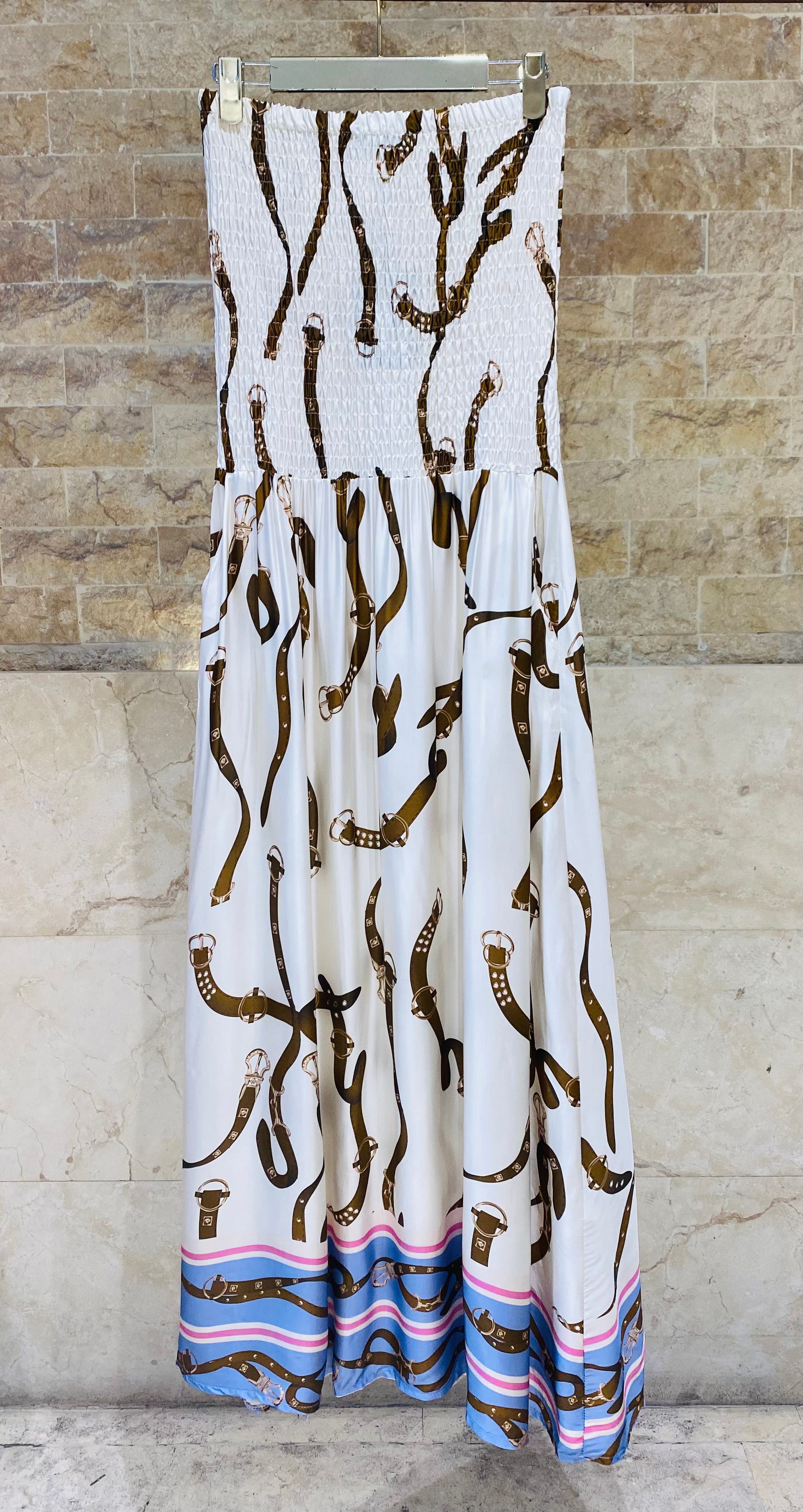 Strapless Tube Smocked Satin Dress KD9668VS-1
