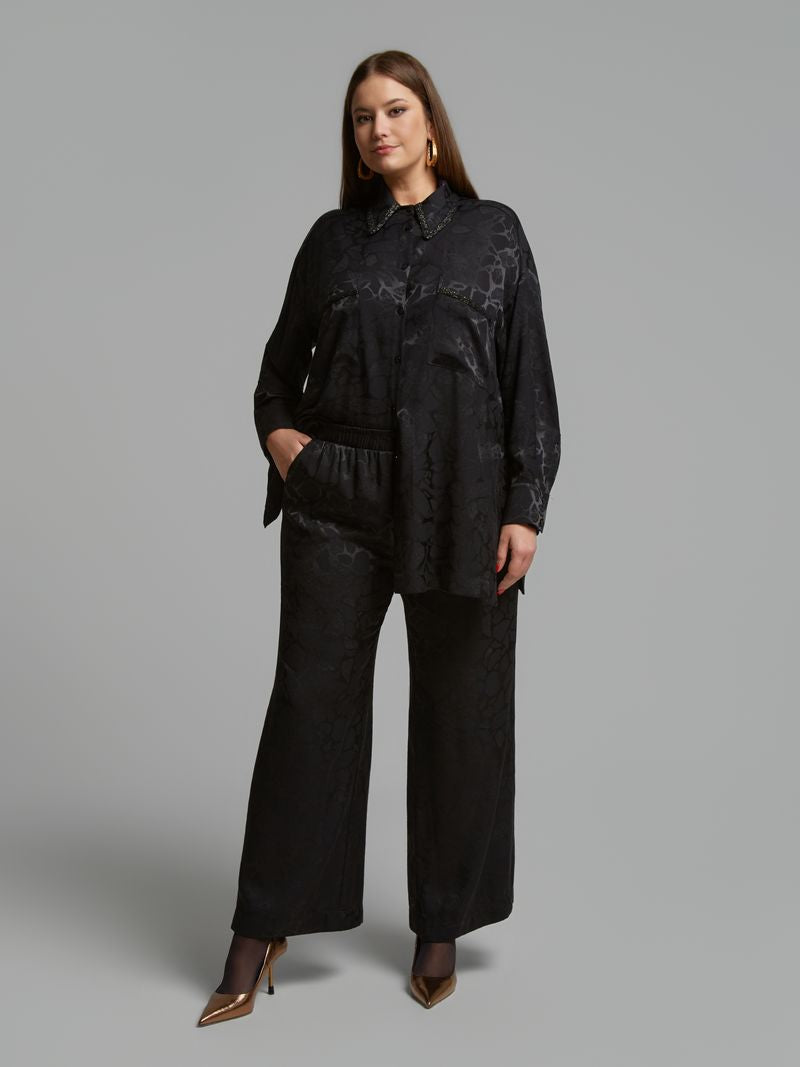 Lace Detail Shirt & Wide-Leg Pants Set 8601.3060/2080