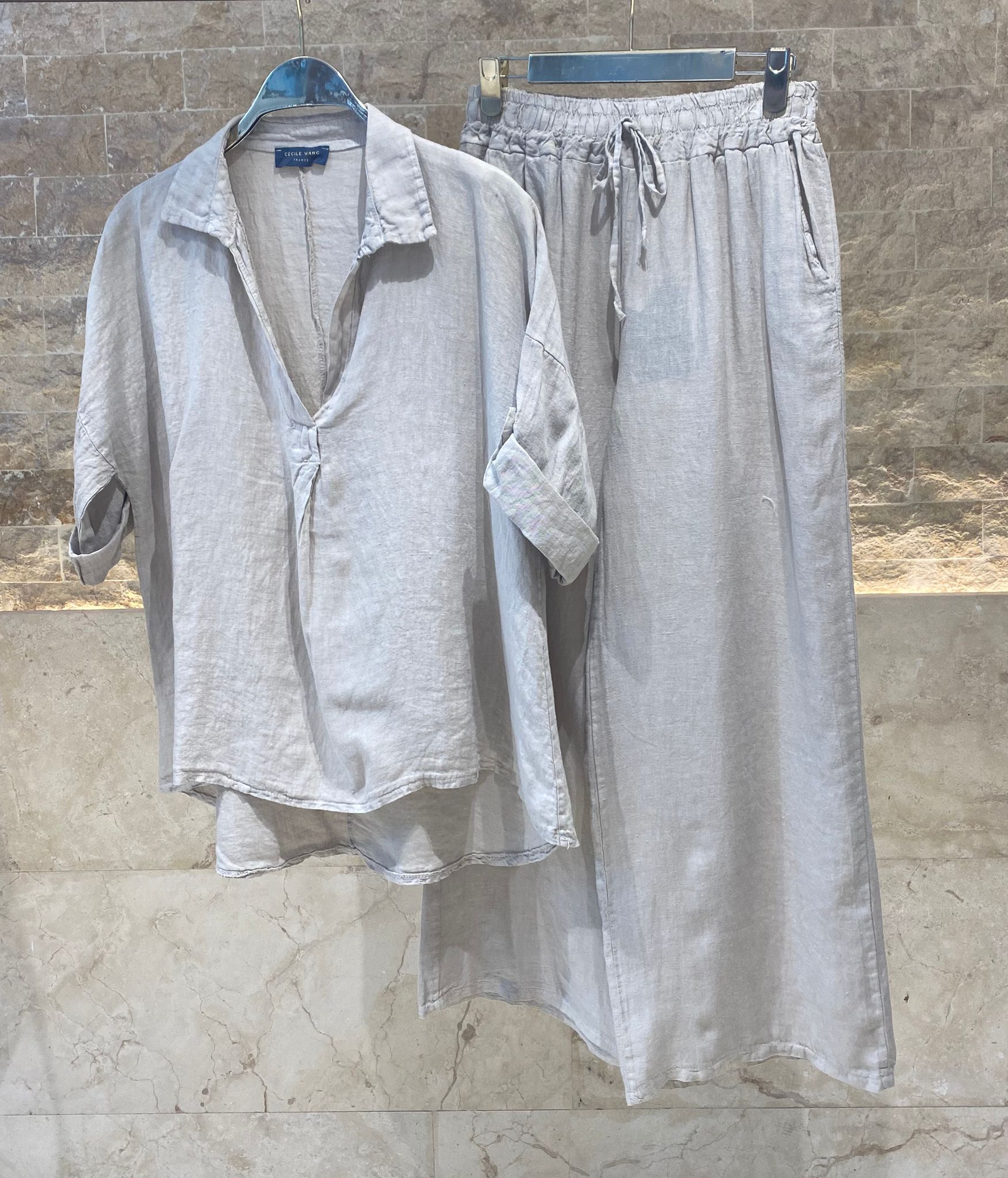 JY17737 Oversized Linen Set - Brown Loft