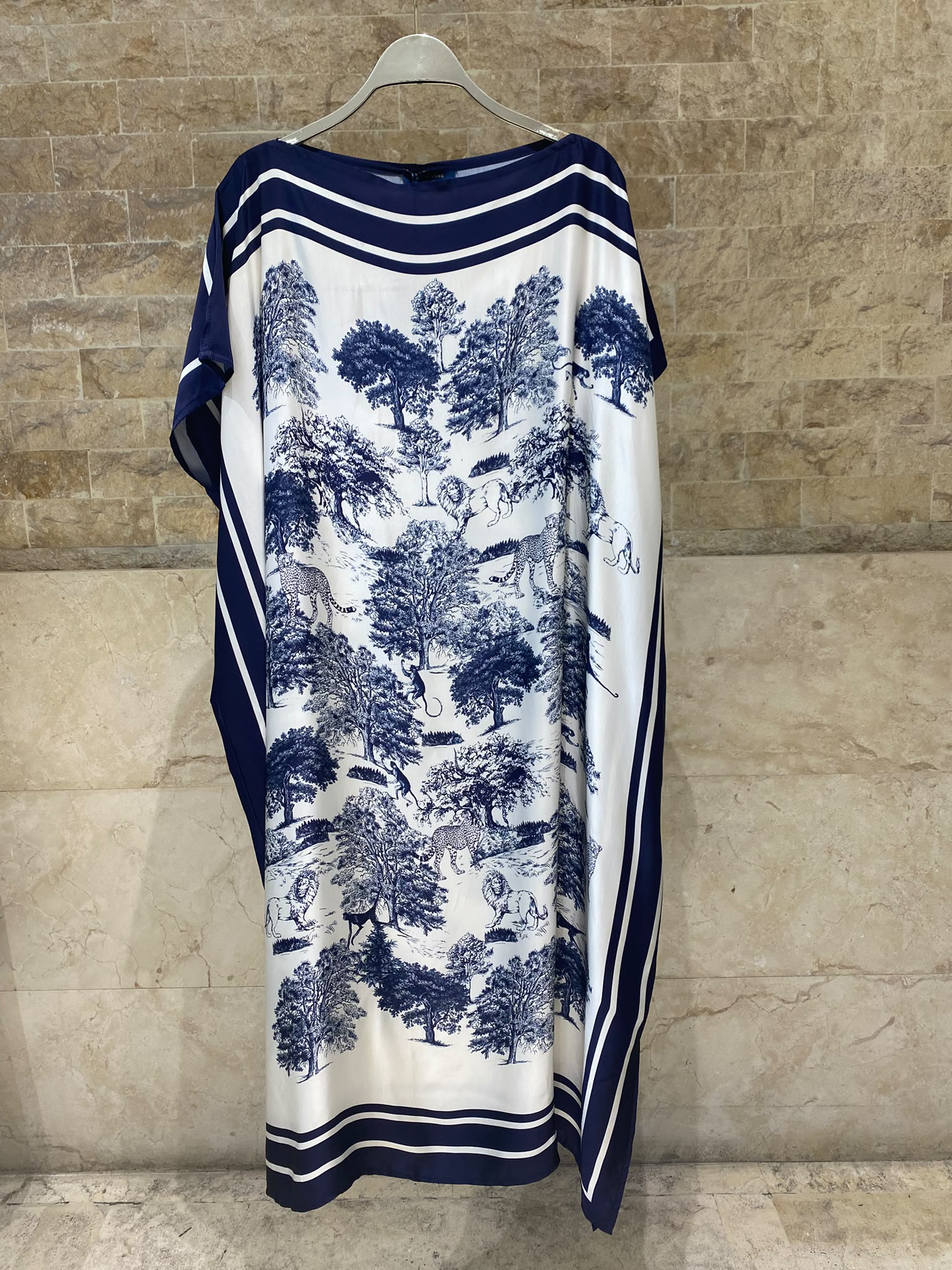 KD7850VS-2 Jungle Inspired Satin Kaftan Dress