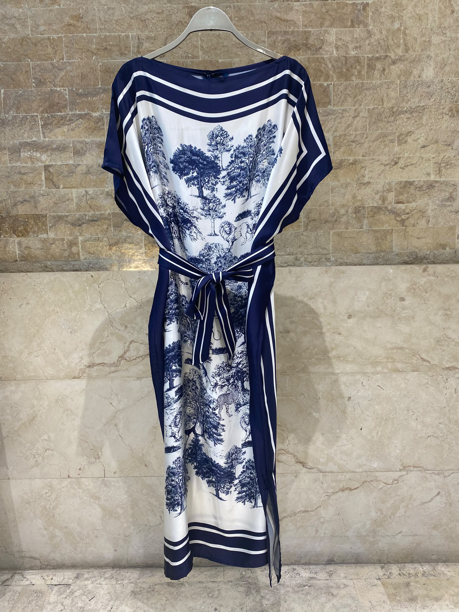 KD7850VS-2 Jungle Inspired Satin Kaftan Dress