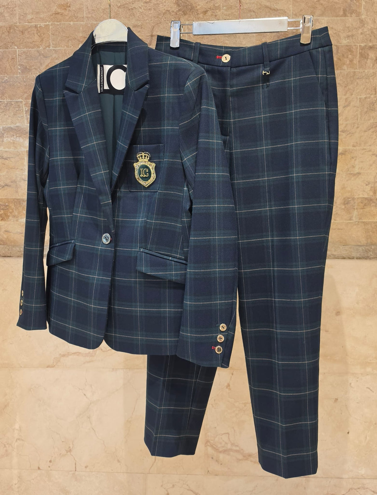LF2602017/4024 Tartan Patterned Jacket and Pant Set