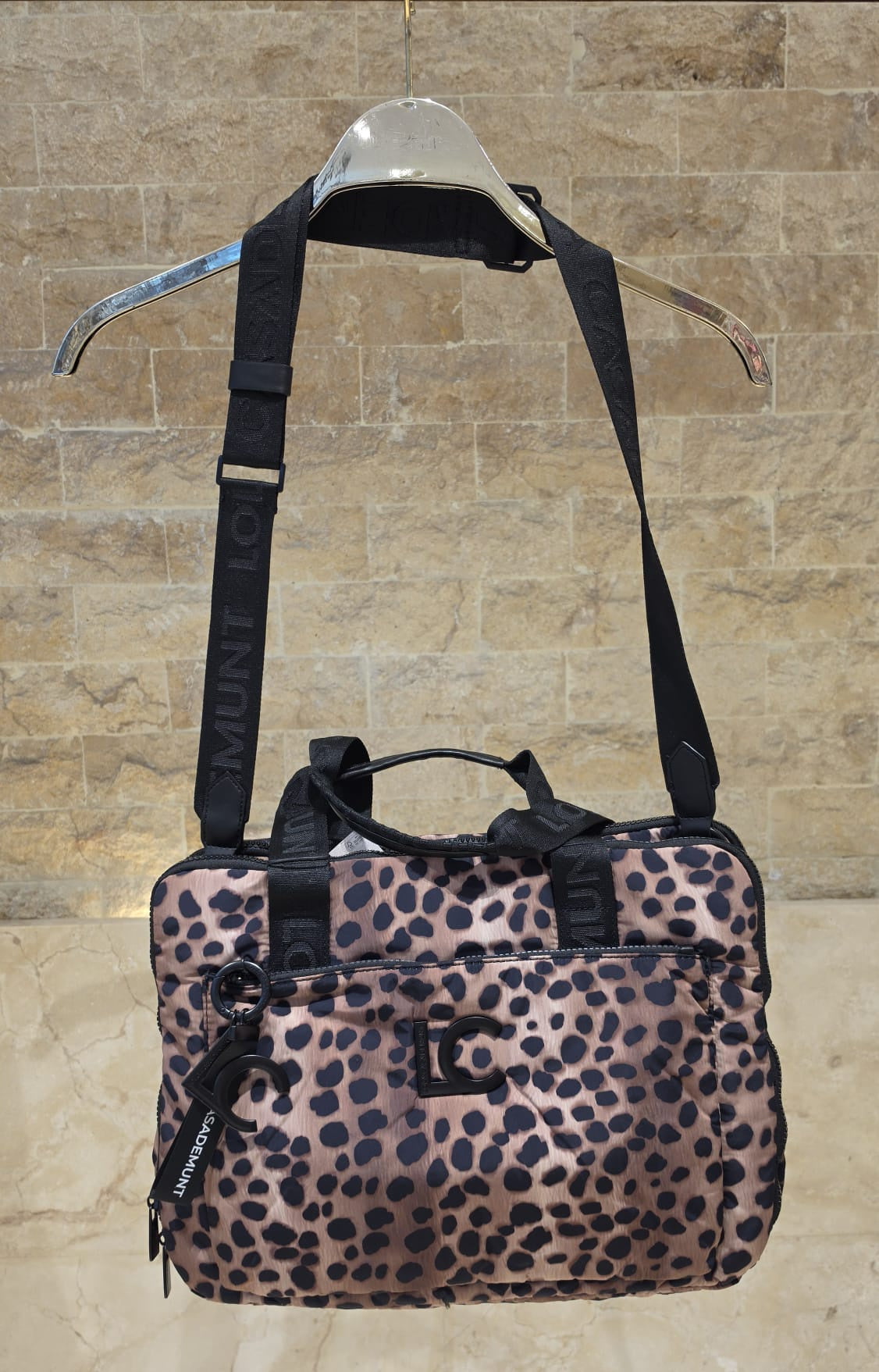 LF2612015 Nylon Laptop Bag with Animal Print