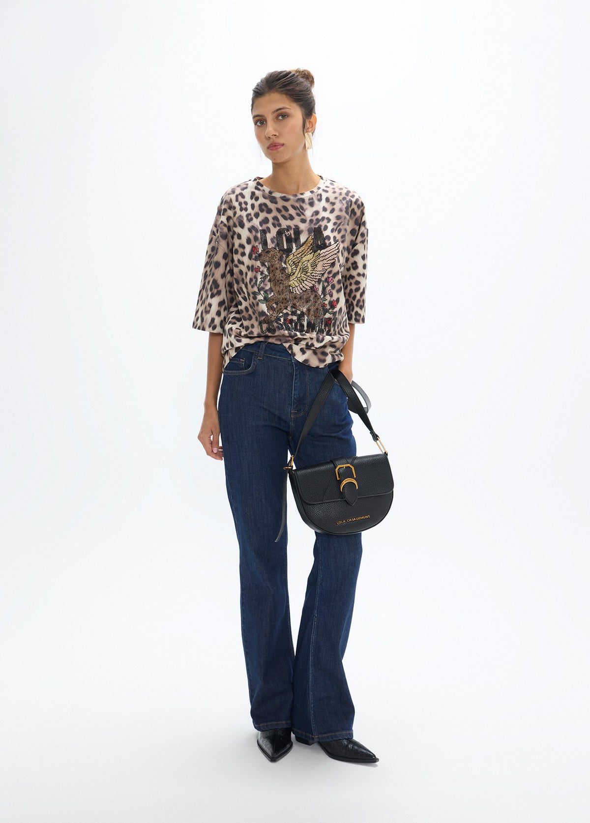 LF2615027 Leopard Print Oversized Fit Top