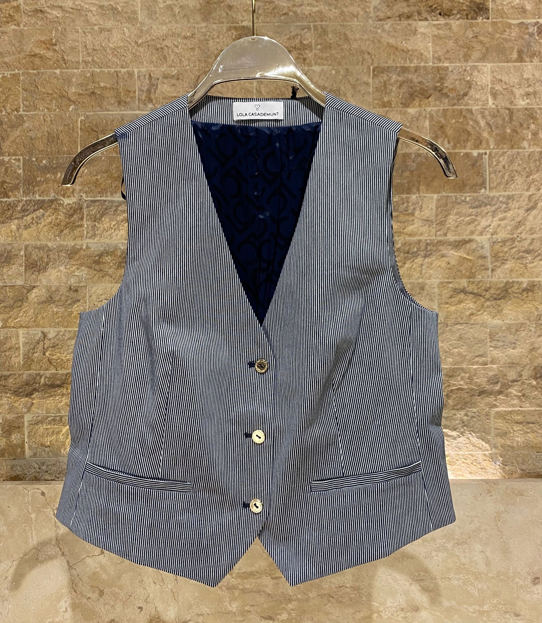 LS2602019 Striped Vest سترة مخططة - Brown Loft