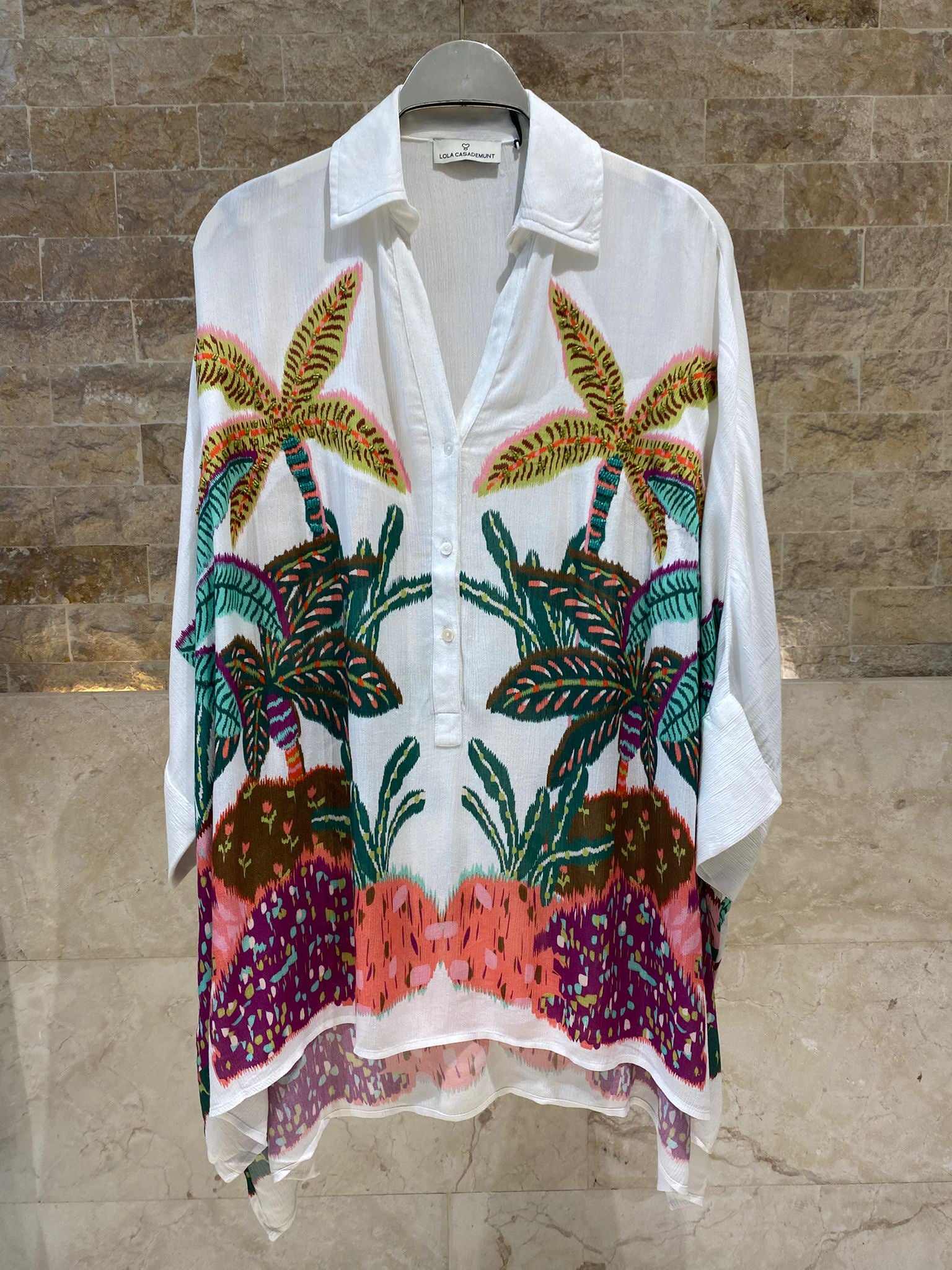 LS2615014 Oversized Shirt with Embroidery - Brown Loft