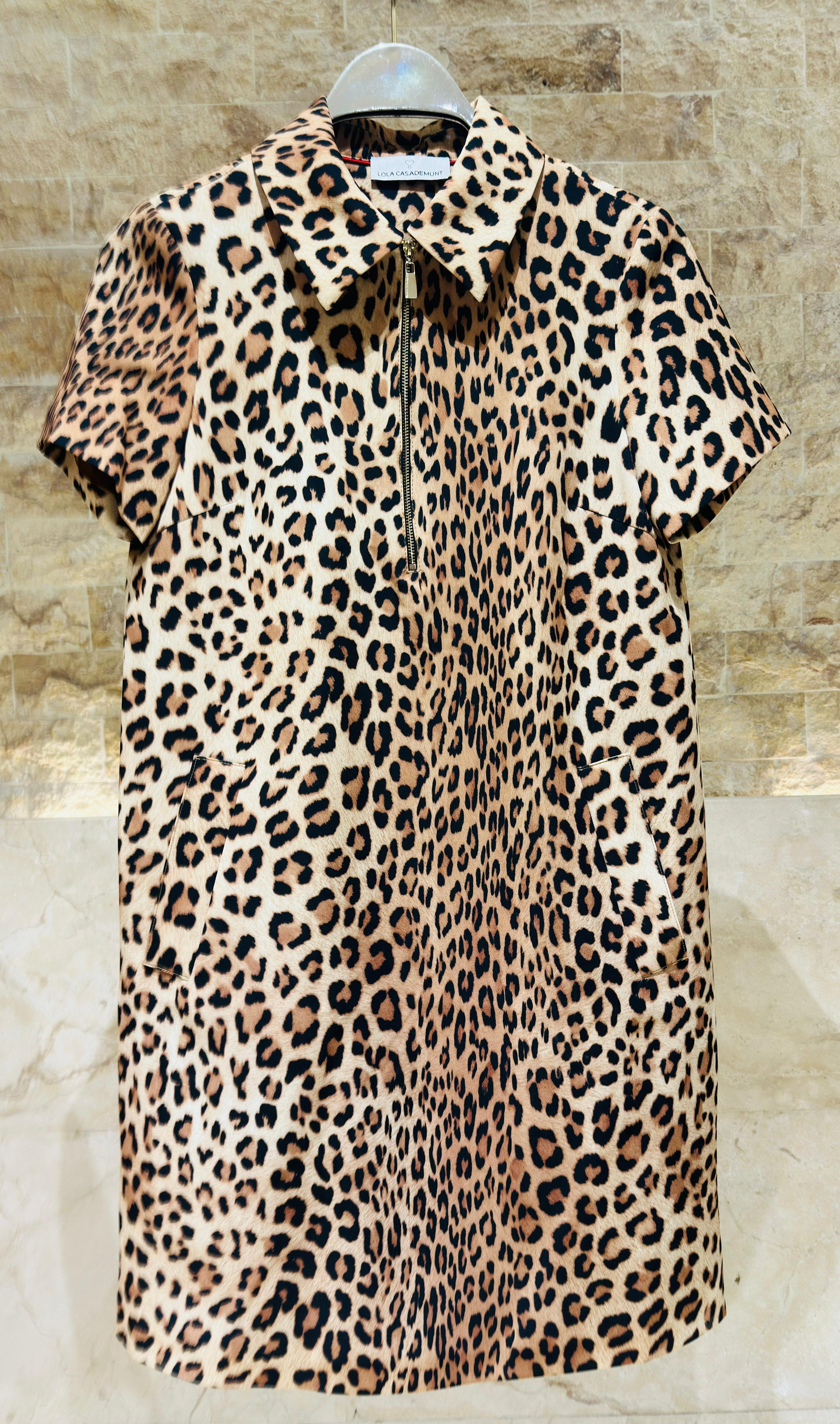 LS2616134 Animal Print Shirt Dress فستان قميص بنقشة الحيوانات - Brown Loft