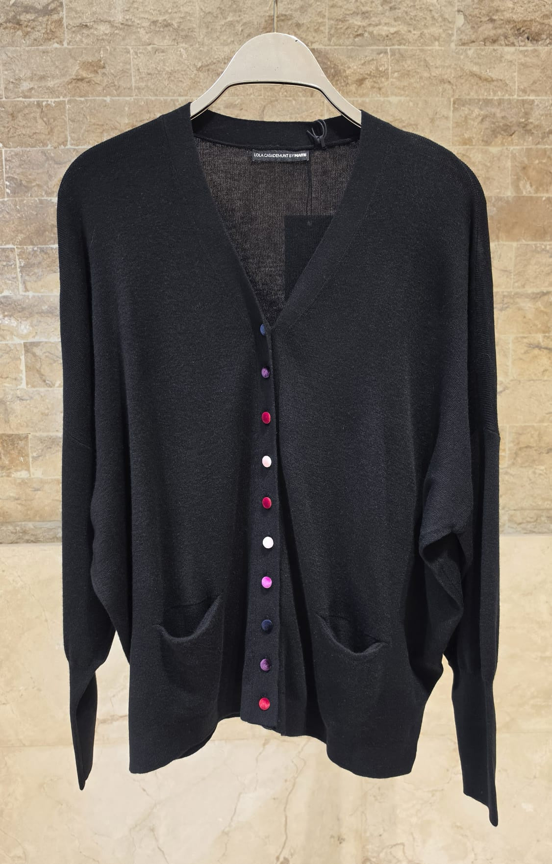 MF2611002 Multicolor Velvet Buttoned Oversized Cardigan