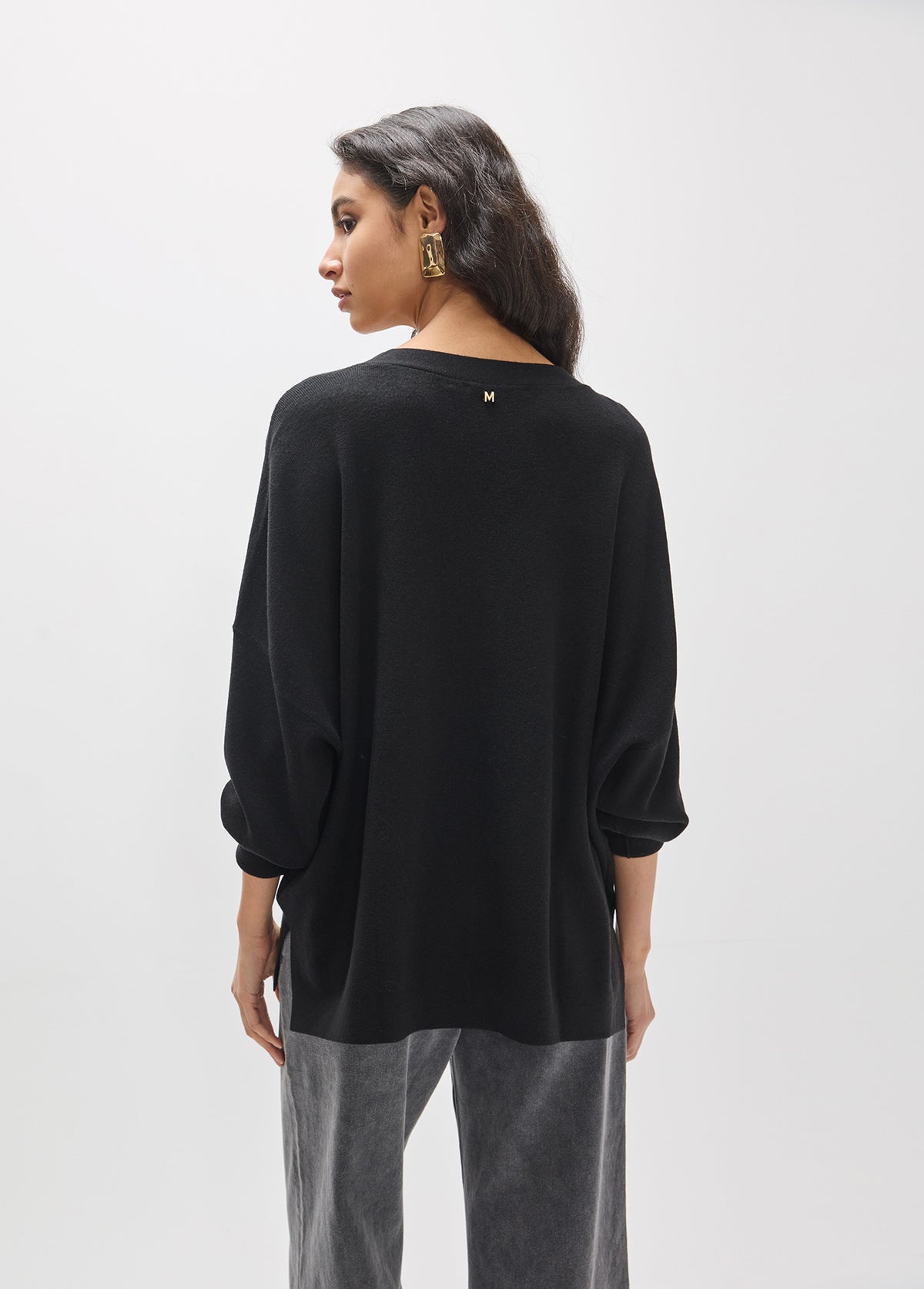 MF2611002 Multicolor Velvet Buttoned Oversized Cardigan