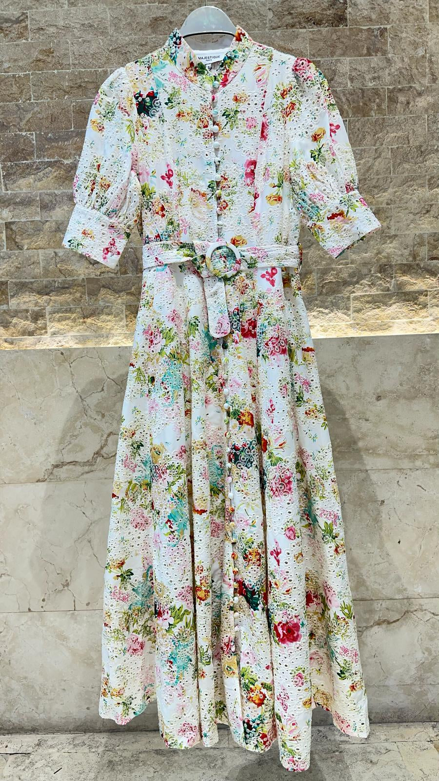 MJ253111 Botanical Bliss Embroidered Maxi Dress فستان ماكسي مطرز بتصاميم نباتية ساحرة