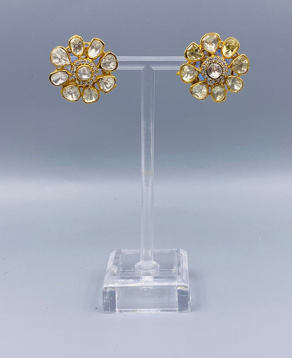 Polki Floral Stud Earrings