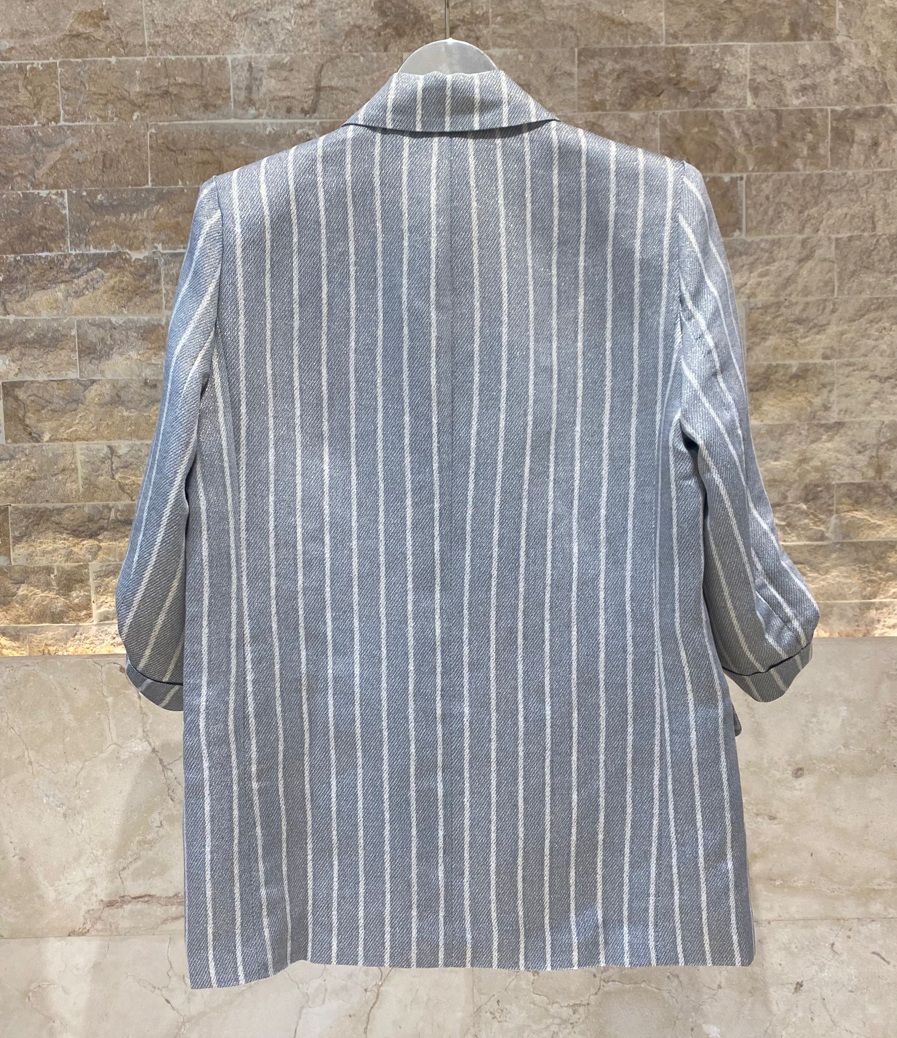 Nancy Pinstripe Open Jacket سترة مفتوحة مخططة - Brown Loft