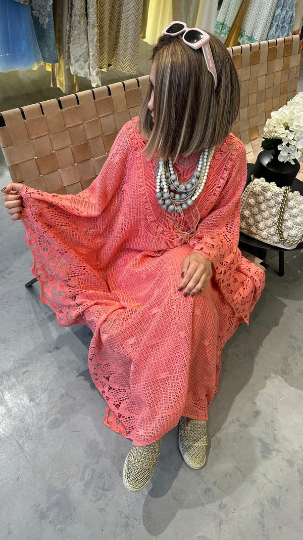 Coral Crochet Kaftan