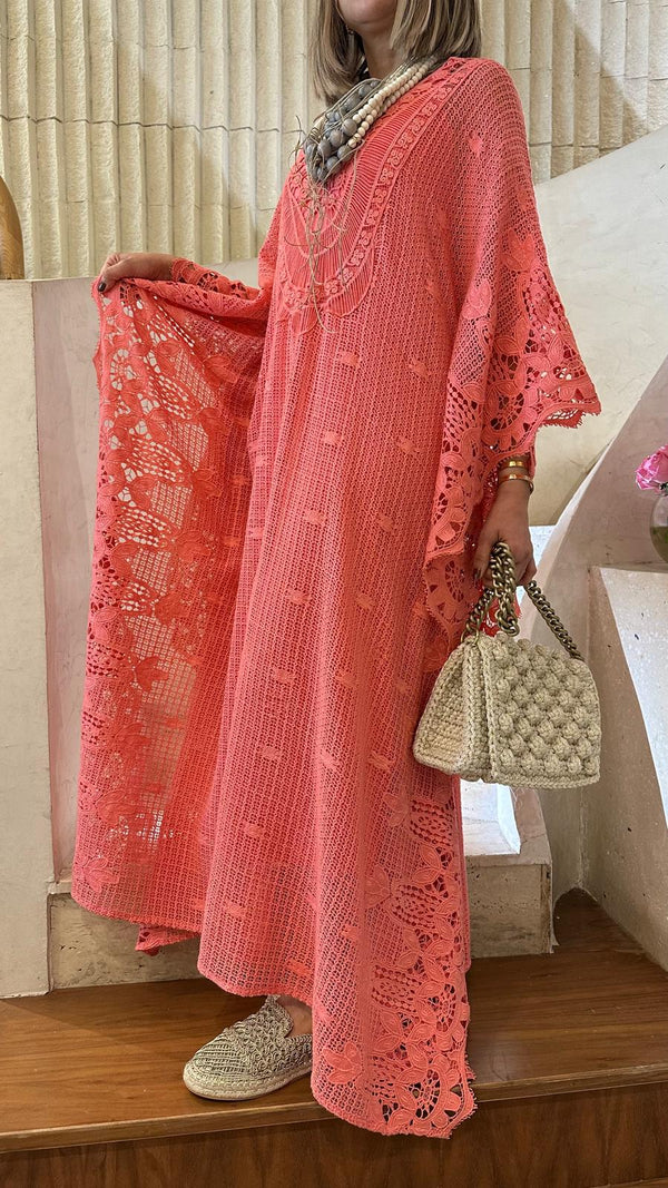 Coral Crochet Kaftan