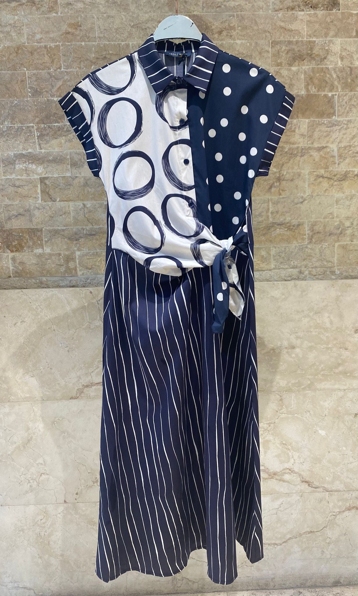 TDM23824-6 Mix Print Midi Dress فستان ميدي بنقشات متنوعة