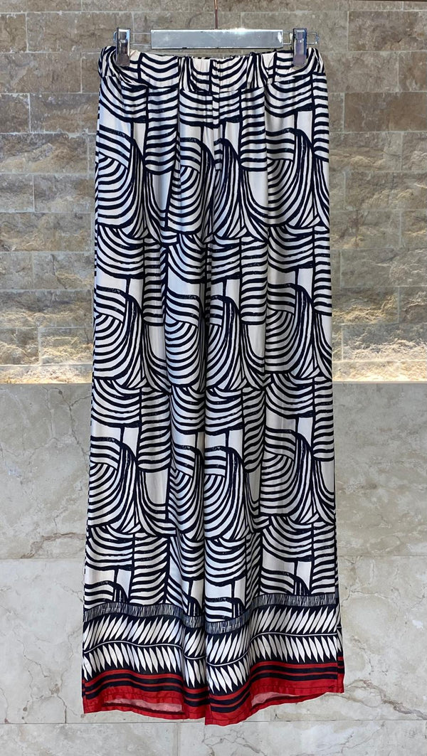 Printed Satin Wide Leg Pants - TDM26320