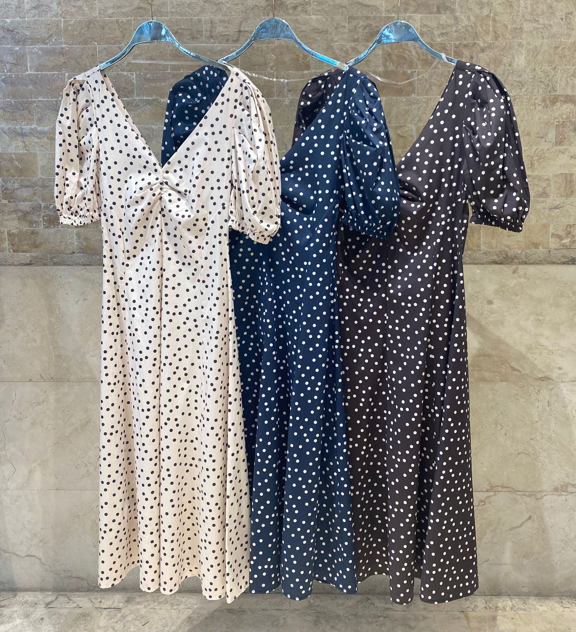 TDM30526 Polka Dot Midi Dress فستان ميدي بنقشة البولكا دوت
