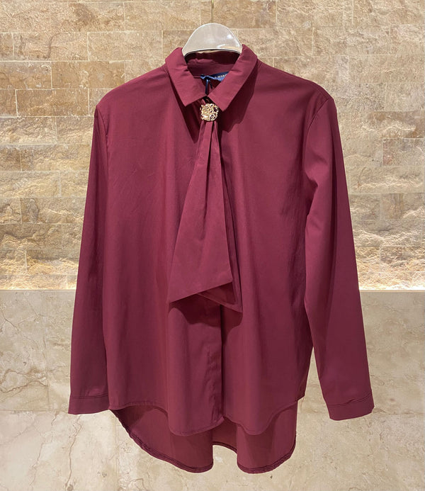 TDM71025  Gold Neck Tie Detailed Shirt