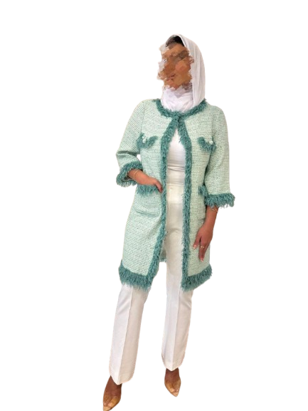 Knitted Feather Long Coat - 4SB/TD5/G751