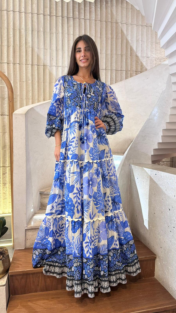 Long Printed Kaftan Dress