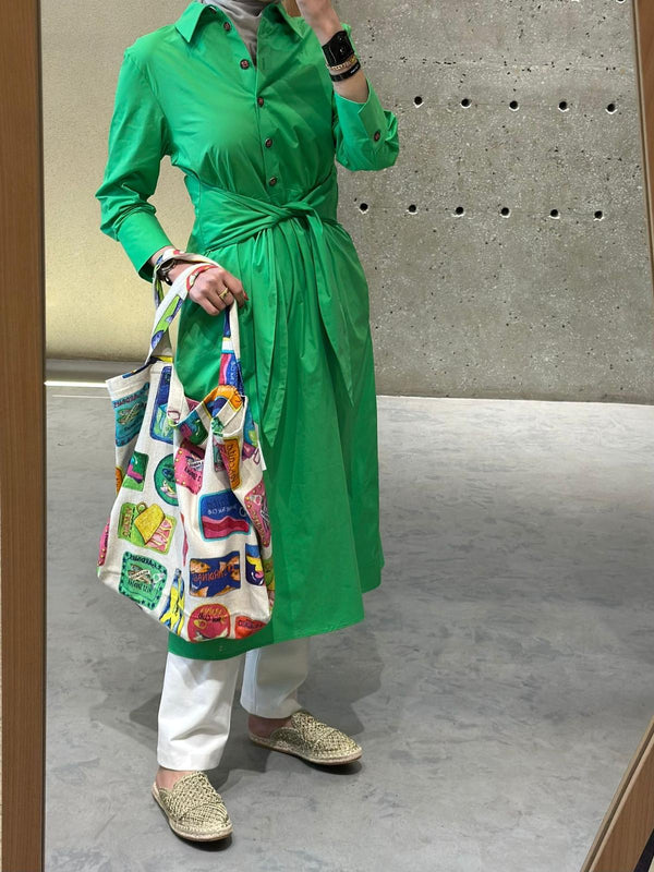 Midi Dress with Shirt Collar - 32508