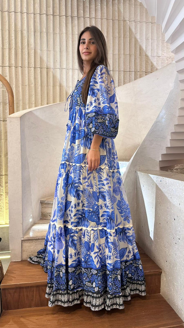 Long Printed Kaftan Dress