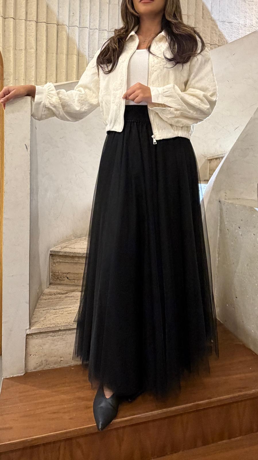08365 Long Tulle Skirt تنورة تول طويلة - Brown Loft