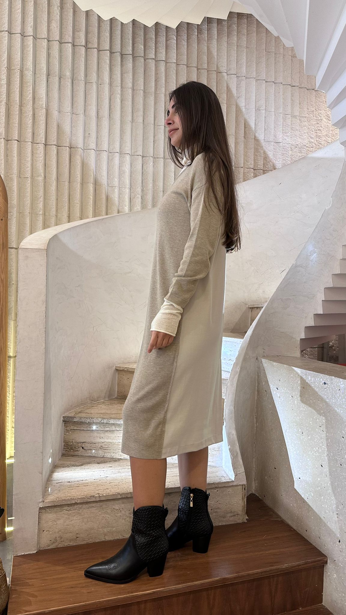 Knit Long Dress - 24W-3023 - Brown Loft